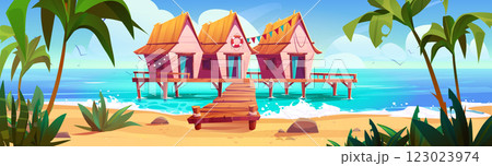 Tropical beach resort panorama 123023974