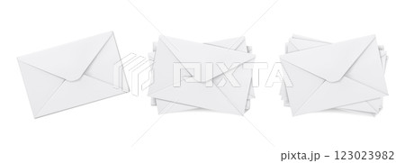Realistic white paper envelope stack collection 123023982