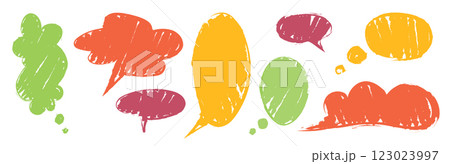 Crayon textured speech bubble set 123023997