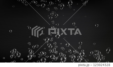 Fizzy water drops on black background 123024328