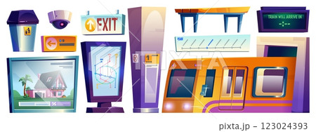 Subway station elements set Subway station elements set 123024393