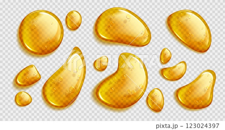 Oil or honey drops set isolated on transparent 123024397