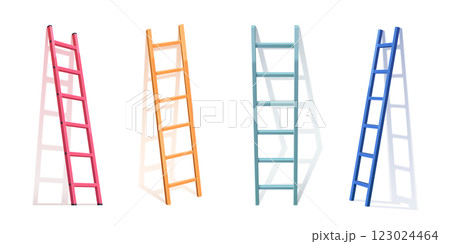 3d metal ladder isolated vector. Realistic stair 123024464