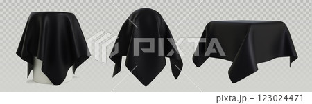 Black cloth reveal mockup set 123024471