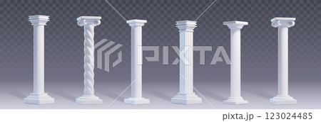 Ancient white marble roman column 123024485