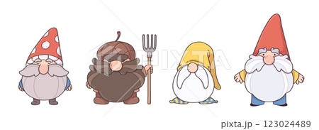 Garden dwarf from Thanksgiving fairytale cartoon Garden dwarf from Thanksgiving fairytale cartoon 123024489