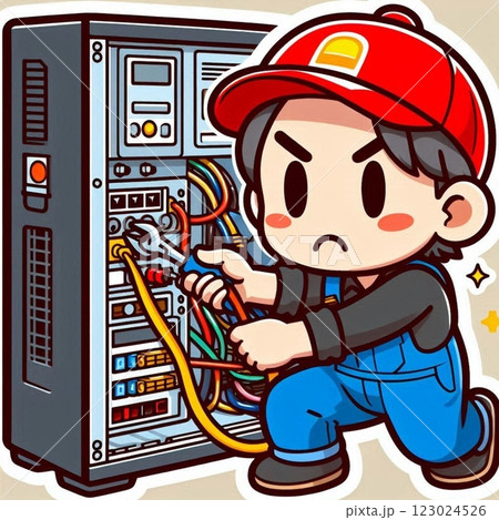 真剣にサーバーを修理する技術者 真剣にサーバーを修理する技術者 123024526