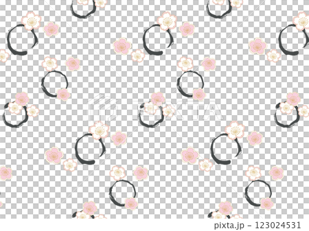 Cherry blossom and round brush stroke pattern 123024531