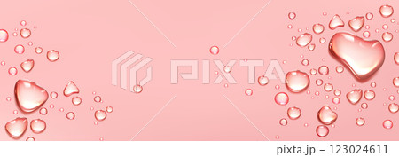 Pink pastel background with water droplets frame. 123024611