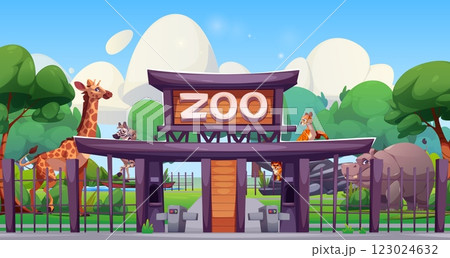 Zoo park entrance scenery. 123024632