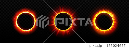 Luminous solar eclipse with orange and red rings Luminous solar eclipse with orange and red rings 123024635