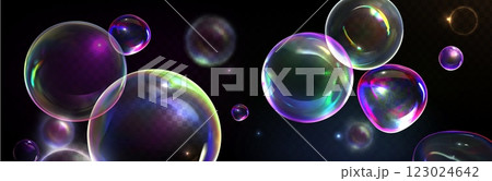 Soap bubbles pattern on transparent background 123024642