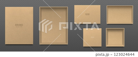 Empty craft paper box mockups set 123024644