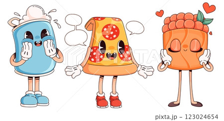 Retro fast food characters set Retro fast food characters set 123024654