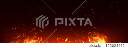 Fire spark effect background. Red burn sparkle 123024661