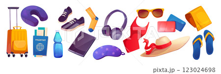 Travel stuff set isolated on white background Travel stuff set isolated on white background 123024698