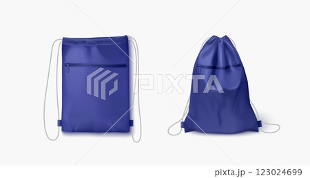Drawstring backpack mockup. String pouch sport bag Drawstring backpack mockup. String pouch sport bag 123024699