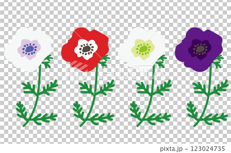 Vector illustration of anemone flowers in various colors Vector illustration of anemone flowers in various colors 123024735