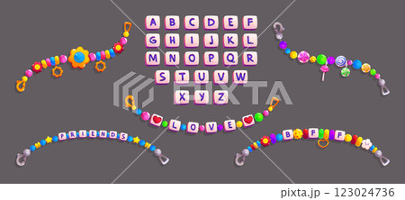 Colorful friendship bracelets made up of beads 123024736