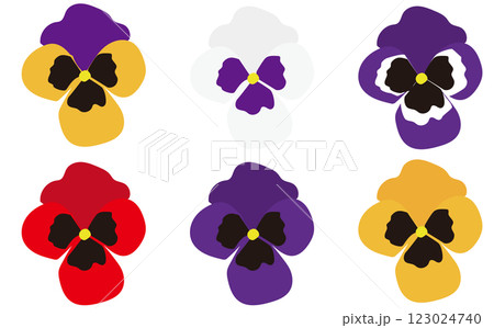 色んなカラーのパンジーイラスト 色んなカラーのパンジーイラスト 123024740