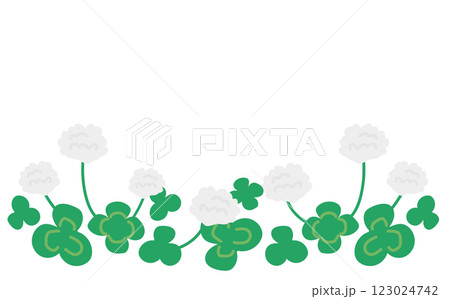 たくさんのシロツメクサの花のイラスト素材 123024742