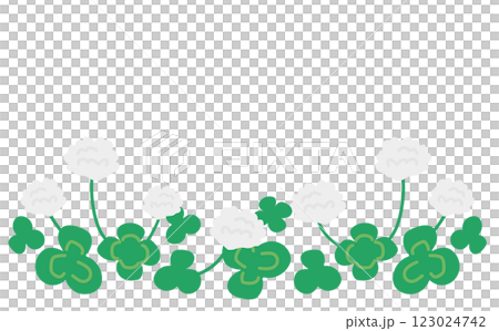 たくさんのシロツメクサの花のイラスト素材 123024742