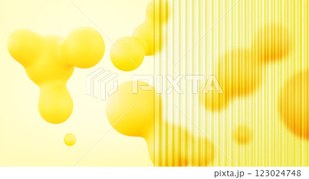 Ribbed glass pattern with yellow 3d blob shapes Ribbed glass pattern with yellow 3d blob shapes 123024748