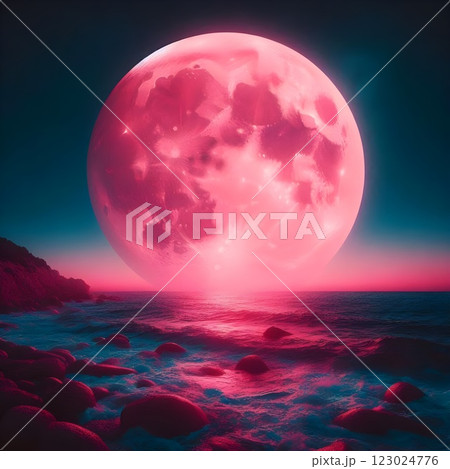 Pink Moonrise. 123024776