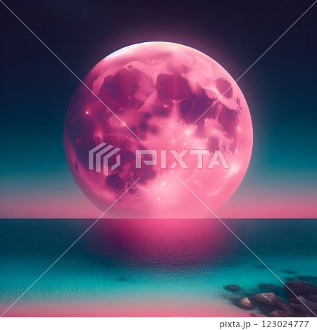 Pink Moonrise. 123024777