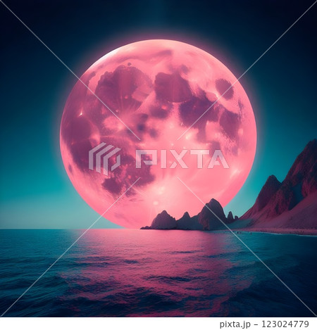 Pink Moonrise. 123024779