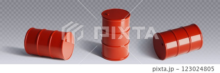3d red oil barrel. Metal gas can vector mockup 3d red oil barrel. Metal gas can vector mockup 123024805