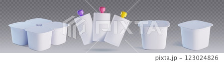 White plastic yogurt package mockup set 123024826