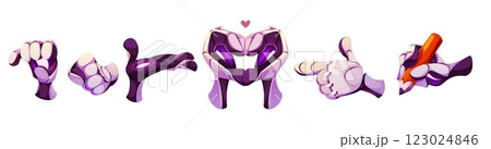 Stylized robotic hands with different gestures 123024846
