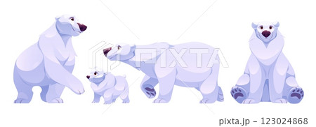 Cute polar bear cartoon. Arctic white north animal 123024868