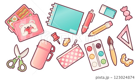 Kawaii school supplies set 123024874