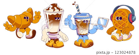 Groovy coffee shop mascots 123024878