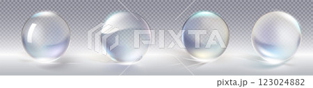 Glass ball 3D collection on transparent background 123024882