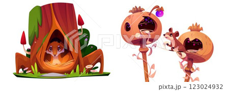 Cartoon forest dwellings Cartoon forest dwellings 123024932