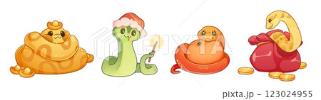 Cute snakes set isolated on white background Cute snakes set isolated on white background 123024955