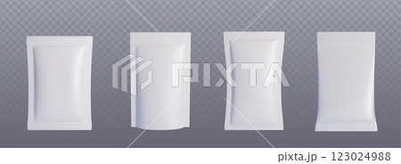 White pouch bag mockup on transparent background. 123024988