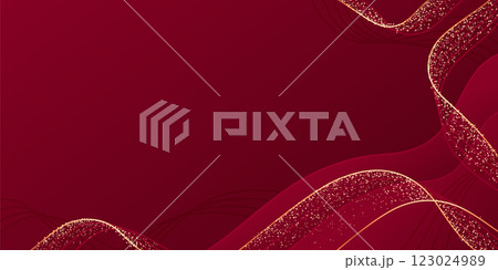 Luxury red background with golden glitter waves 123024989