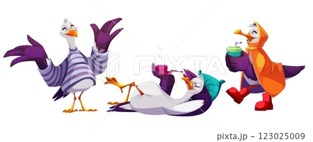 Cute funny seagull mascot cartoon characters 123025009