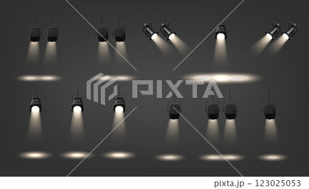 Professional stage spotlights with various beam 123025053