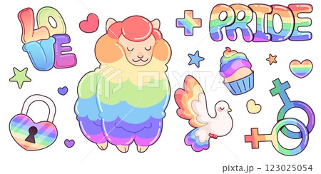 Rainbow stickers and icons for LGBTQ tolerance 123025054
