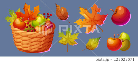 Autumn harvest basket. Thanksgiving fruit box Autumn harvest basket. Thanksgiving fruit box 123025071