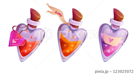 Magic love potion in glass bottle cartoon icon. 123025072