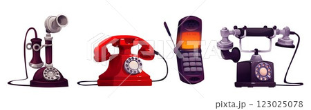 Vintage phone cartoon collection. Vintage phone cartoon collection. 123025078