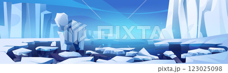 Arctic glacier with ice mountain cartoon vector Arctic glacier with ice mountain cartoon vector 123025098