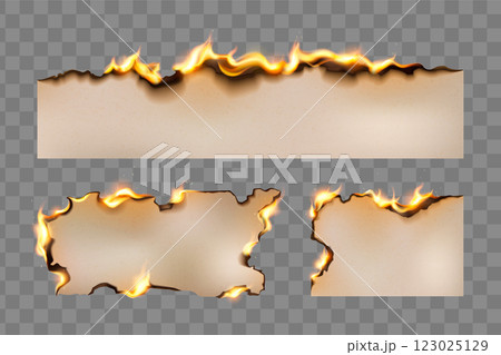 Burning paper sheets with glowing fire flames. Burning paper sheets with glowing fire flames. 123025129