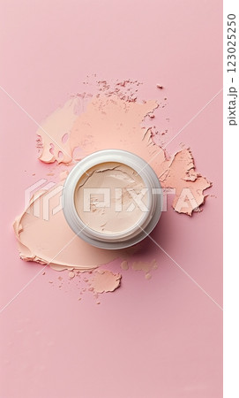Blank cream jar container package skincare makeup pink story background Blank cream jar container package skincare makeup pink story background 123025250
